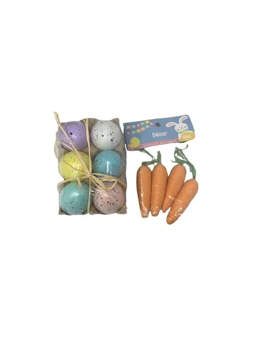 Easter Farmhouse Eggs Carrots Fake Faux Plastic Twine Raffia Tier Tray Decor